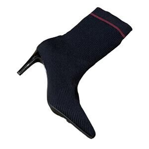 Vince Camuto Black Knit Pull-on Roreeta Heeled Stretch Knit Sock Boots 8 NEW